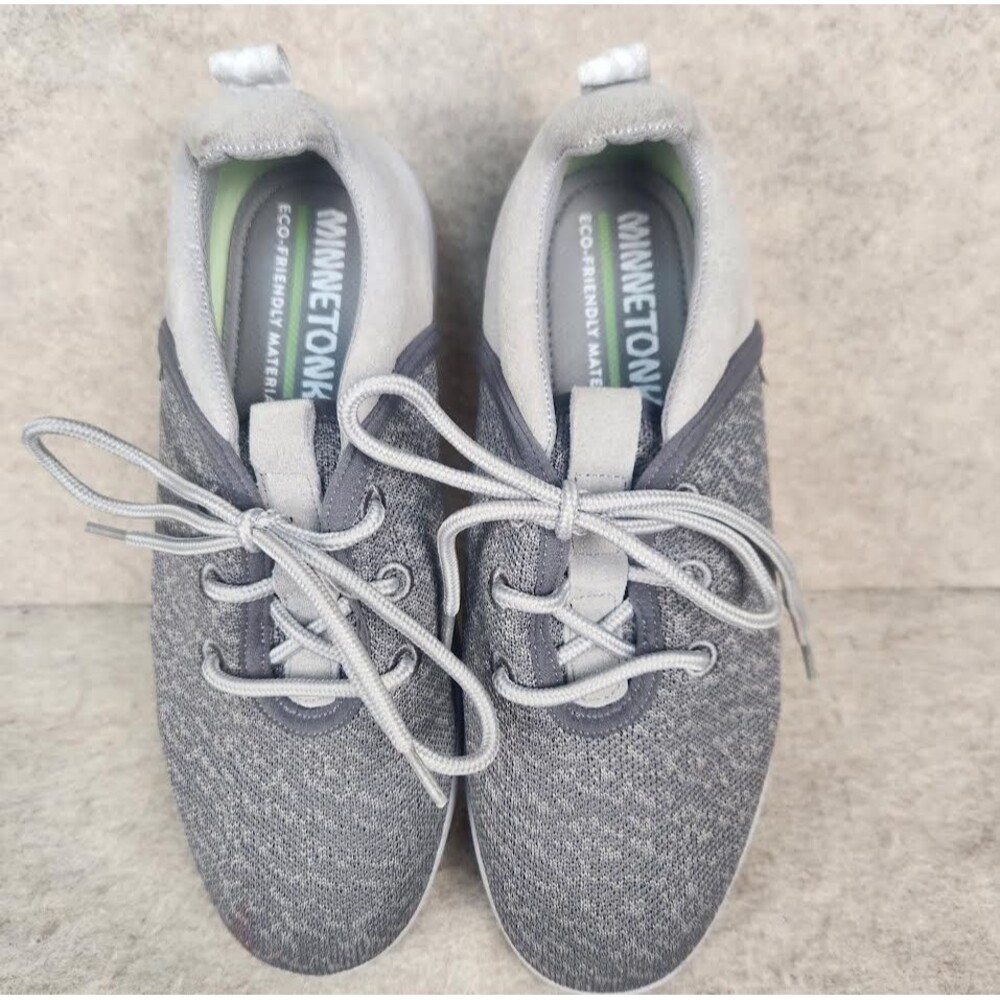 Minnetonka Eco Anew Sneakers- Moccasins #62045 Men's 7 Gray Mesh Athletic Shoes